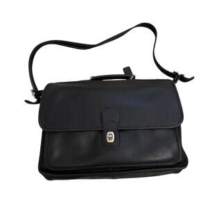 COACH Vintage Willis Black Leather 2 Way Business Crossbody Briefcase Bag